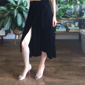 GAP Black Velvet Wrap Midi Skirt